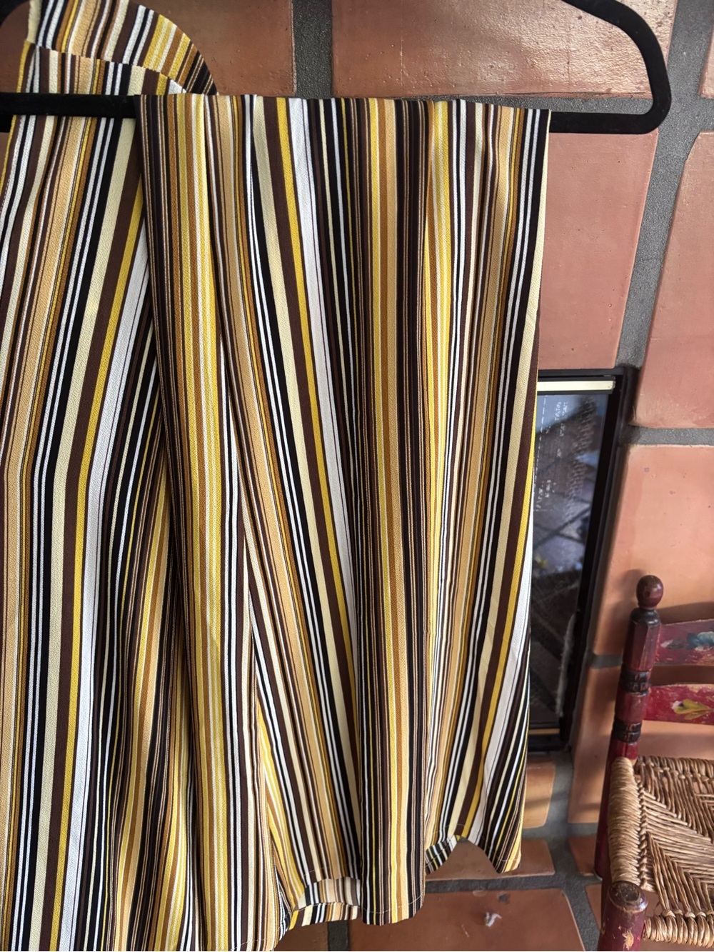 Jennafer Grace Yellow and brown Striped Caftan and wide leg pant set: Bohemian - Picture 8 of 9